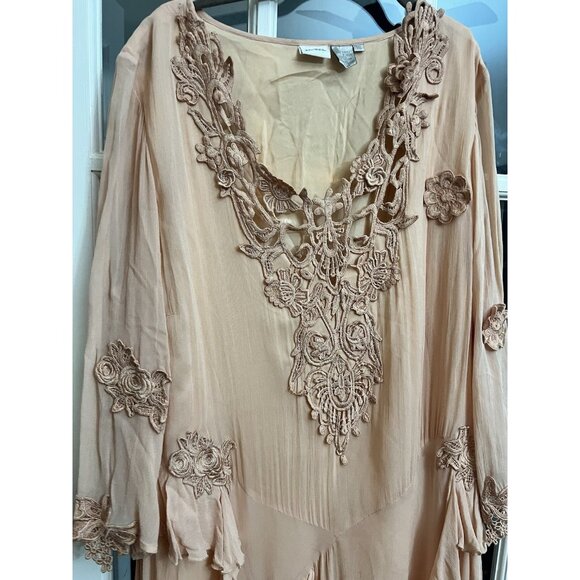 Together Peach Boho Maxi Dress Size 16 Tiered Ruffle  Flowy Floral Downton.   Z - Picture 5 of 8